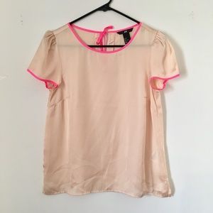 H&M Puff Sleve nude + neon pink blouse